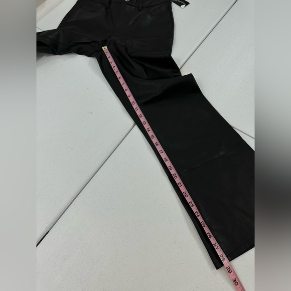 INC Faux Pleather Pants Black Flare High Rise Edgy Moto Y2K Streetwear Size 6P - Picture 8 of 14